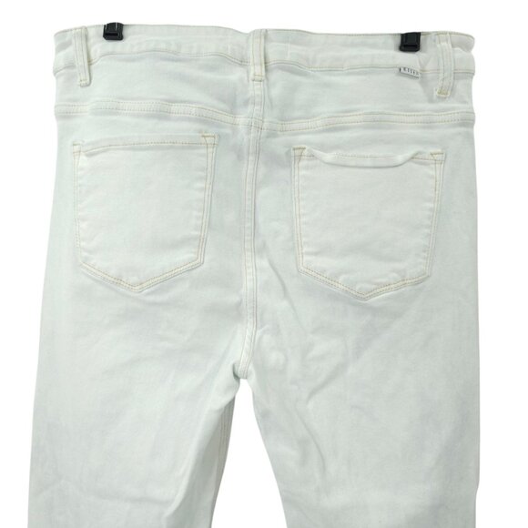 Risen Jeans Crop White with Faded Blue Tone High Rise Distressed Sz 1XL Stretch - Picture 14 of 15